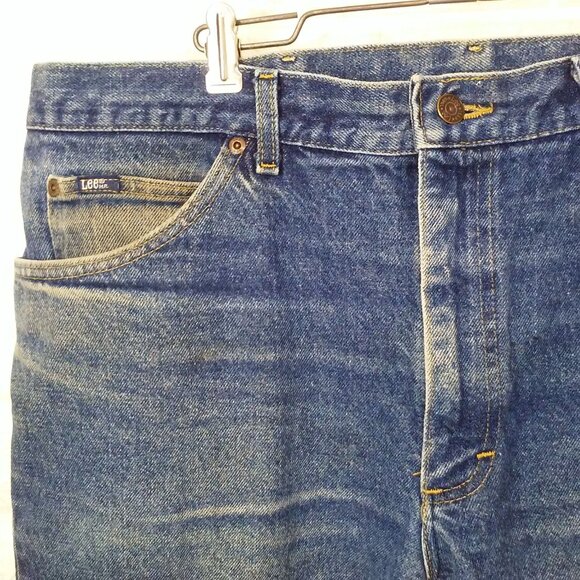 Vintage 70s-80s LEE Denim Jeans Men-40x30 Bootcut 5-Pocket Faded Soft-Worn Flaws - Picture 5 of 12